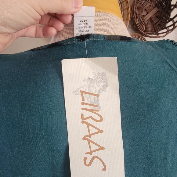 Libaas Teal Embroidered Maxi Dress with Jacket Sz L - Picture 9 of 10